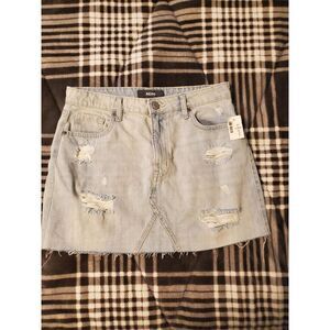 New Aeropostale Mini Denim Skirt Sz 8 Light Wash Distressed Raw‎ Hem